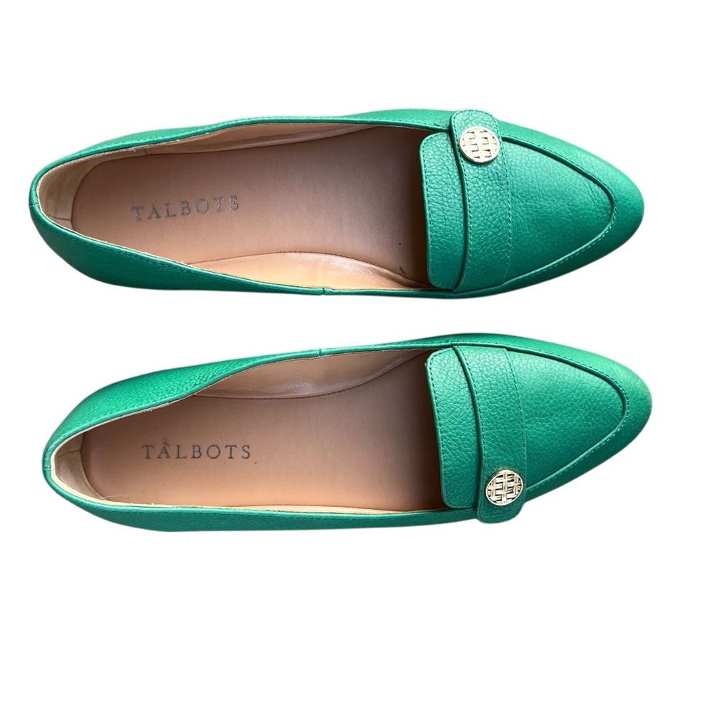 New Talbots Green Leather Francesca Pointed-Toe Slip On Driving Loafers 7 - Picture 8 of 10